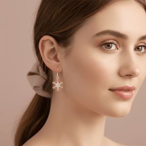 Snowflake Drop Earrings | Pavé Rhinestone & 18K Gold Plated - Llandere Jewelry