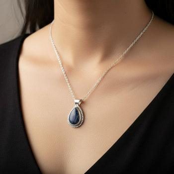 Sodalite Pendant Necklace, Handcrafted Sterling Silver Beauty, Unique Jewelry for Special Occasion Gifts - Llandere Jewelry