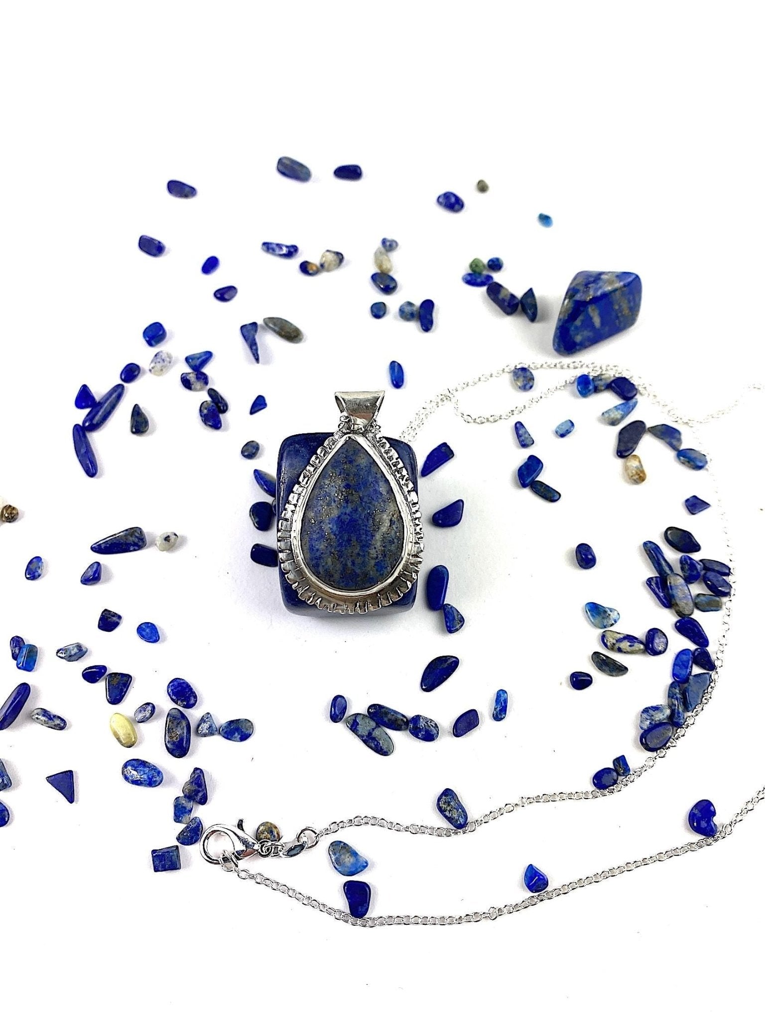 Sodalite Pendant Necklace, Handcrafted Sterling Silver Beauty, Unique Jewelry for Special Occasion Gifts - Llandere Jewelry