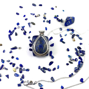 Sodalite Pendant Necklace, Handcrafted Sterling Silver Beauty, Unique Jewelry for Special Occasion Gifts - Llandere Jewelry