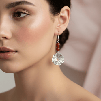 Starburst Earrings | Antique Silver & Carnelian Beads - Llandere Jewelry