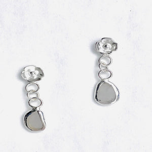 Sterling Silver 925 Flower Pink Sea Glass Drop Earrings - Llandere Jewelry
