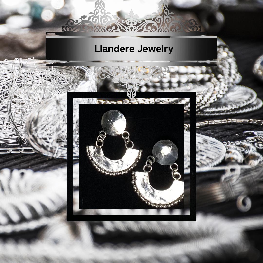 Sterling Silver Crescent Moon Drop Earrings | Hand Made | Llandere Jewelry - Llandere Jewelry