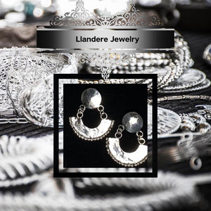 Sterling Silver Crescent Moon Drop Earrings | Hand Made | Llandere Jewelry - Llandere Jewelry