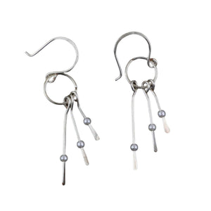 Sterling Silver Drop With Glass Pearls Earrings: Classic Elegance Meets Modern Flair - Llandere Jewelry