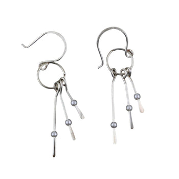 Sterling Silver Drop With Glass Pearls Earrings: Classic Elegance Meets Modern Flair - Llandere Jewelry