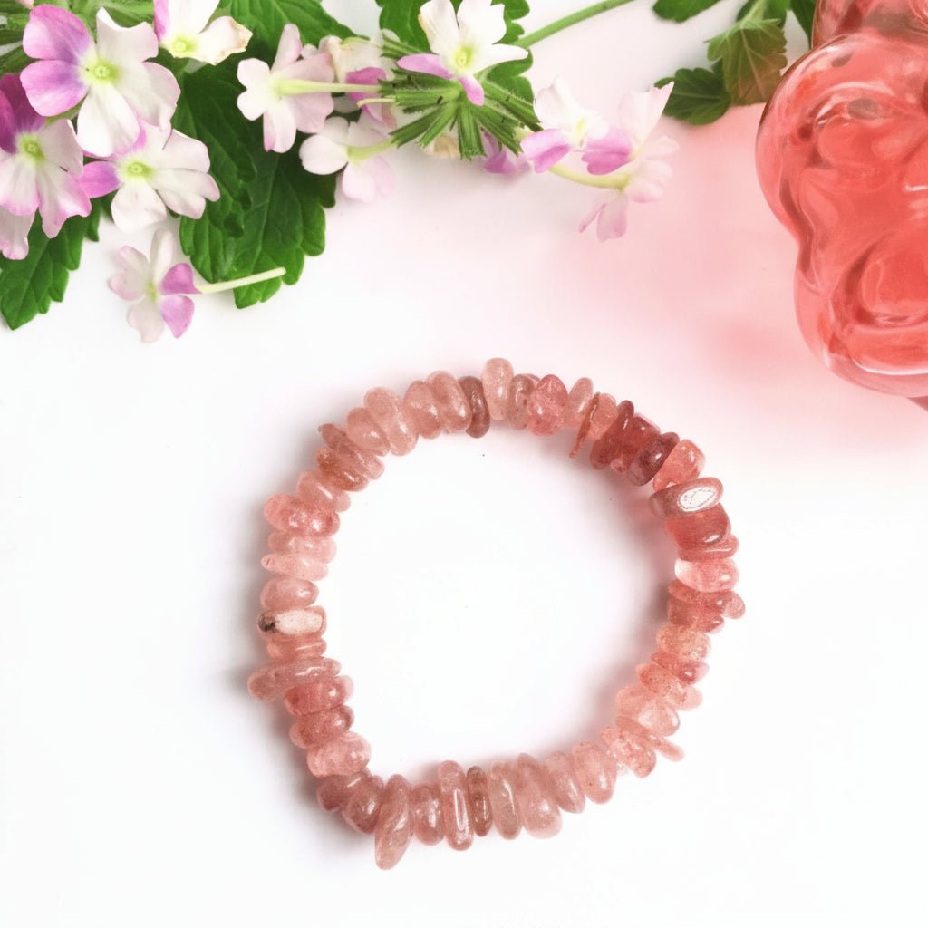 Strawberry quartz beaded bracelet - Llandere Jewelry
