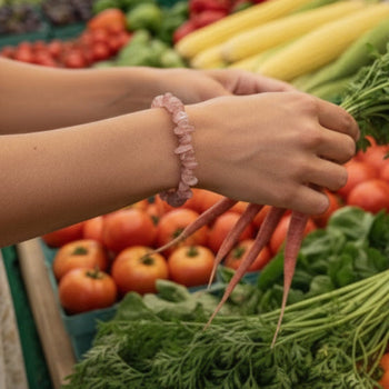 Strawberry quartz beaded bracelet - Llandere Jewelry