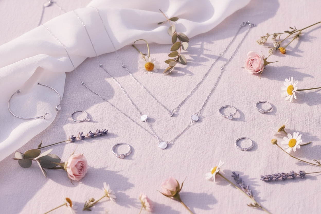 Summer Jewelry Flatlay - Blush Pink