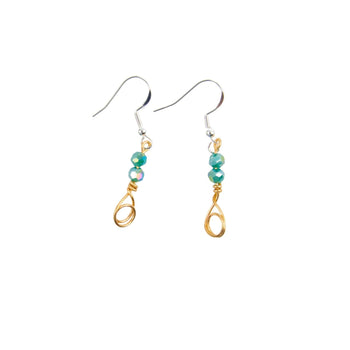 Teal Drop Earrings: Sterling Silver Hooks, Copper Accents - Llandere Jewelry