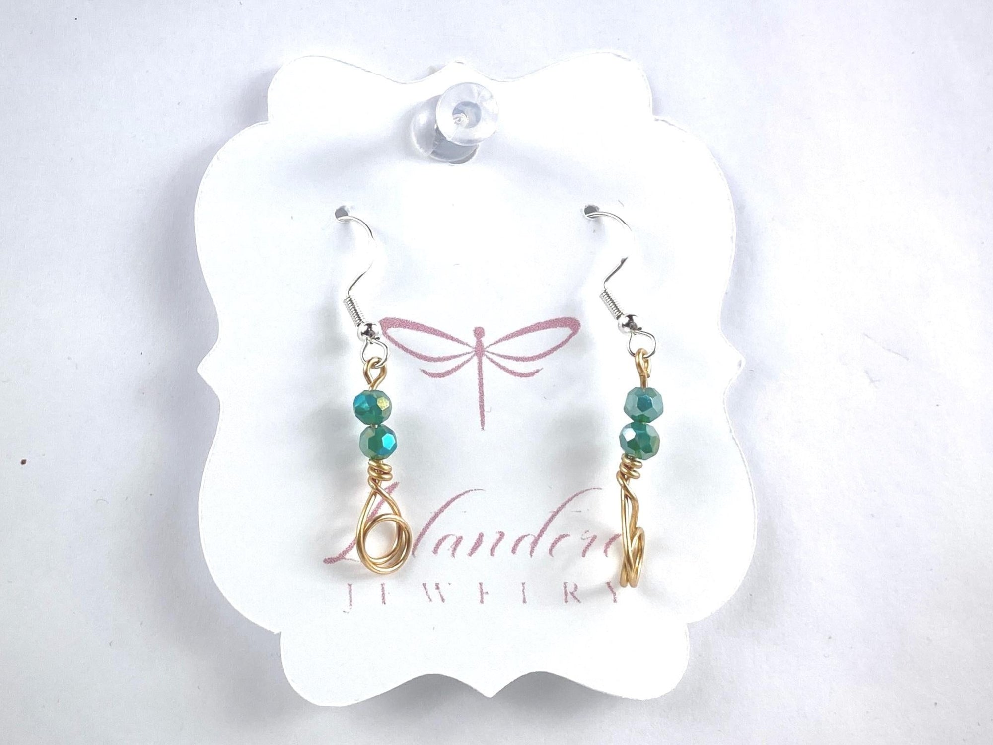 Teal Drop Earrings: Sterling Silver Hooks, Copper Accents - Llandere Jewelry
