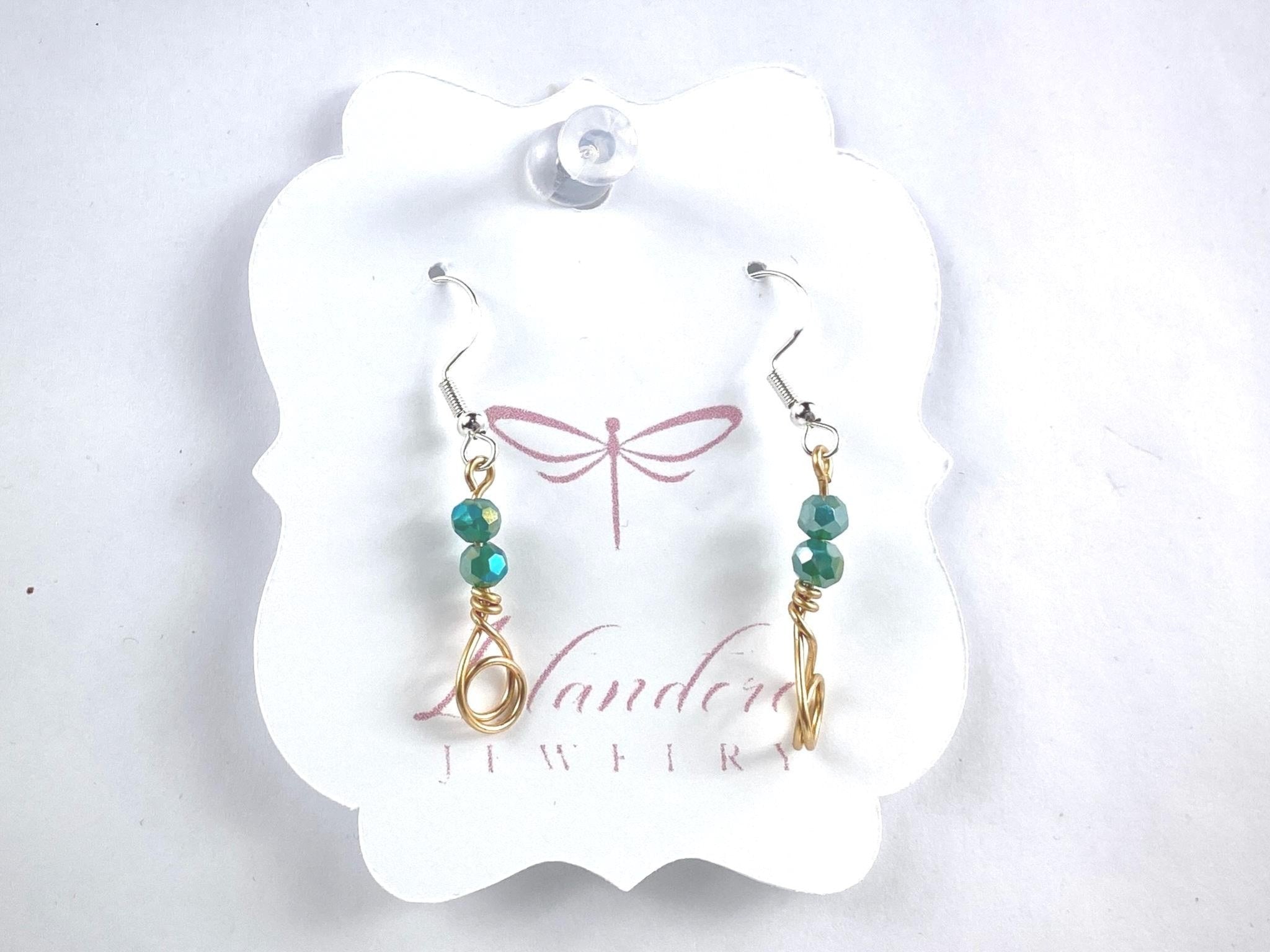 Teal Drop Earrings: Sterling Silver Hooks, Copper Accents - Llandere Jewelry