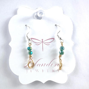 Teal Drop Earrings: Sterling Silver Hooks, Copper Accents - Llandere Jewelry