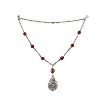 Teardrop Pendant Carnelian Bead Necklace| Handmade | Llandere Jewelry - Llandere Jewelry