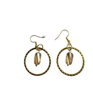 Topaz Crystal Bead Hoop Earrings: Gold Dangle Jewelry| Handmade | Llandere Jewelry - Llandere Jewelry