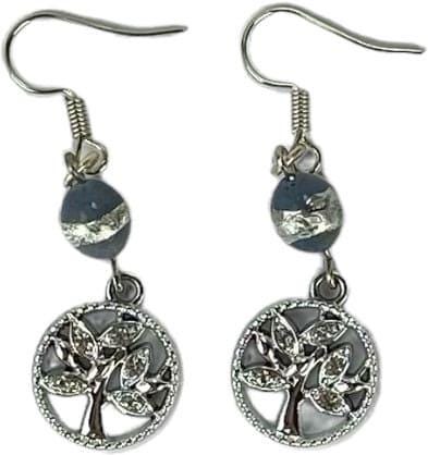 Tree of Life Pendant Necklace & Earrings Set with Coventry Blue Beads| Handmade | Llandere Jewelry - Llandere Jewelry