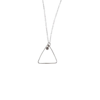 Triangle sterling necklace with crystal charm| Handmade | Llandere Jewelry - Llandere Jewelry