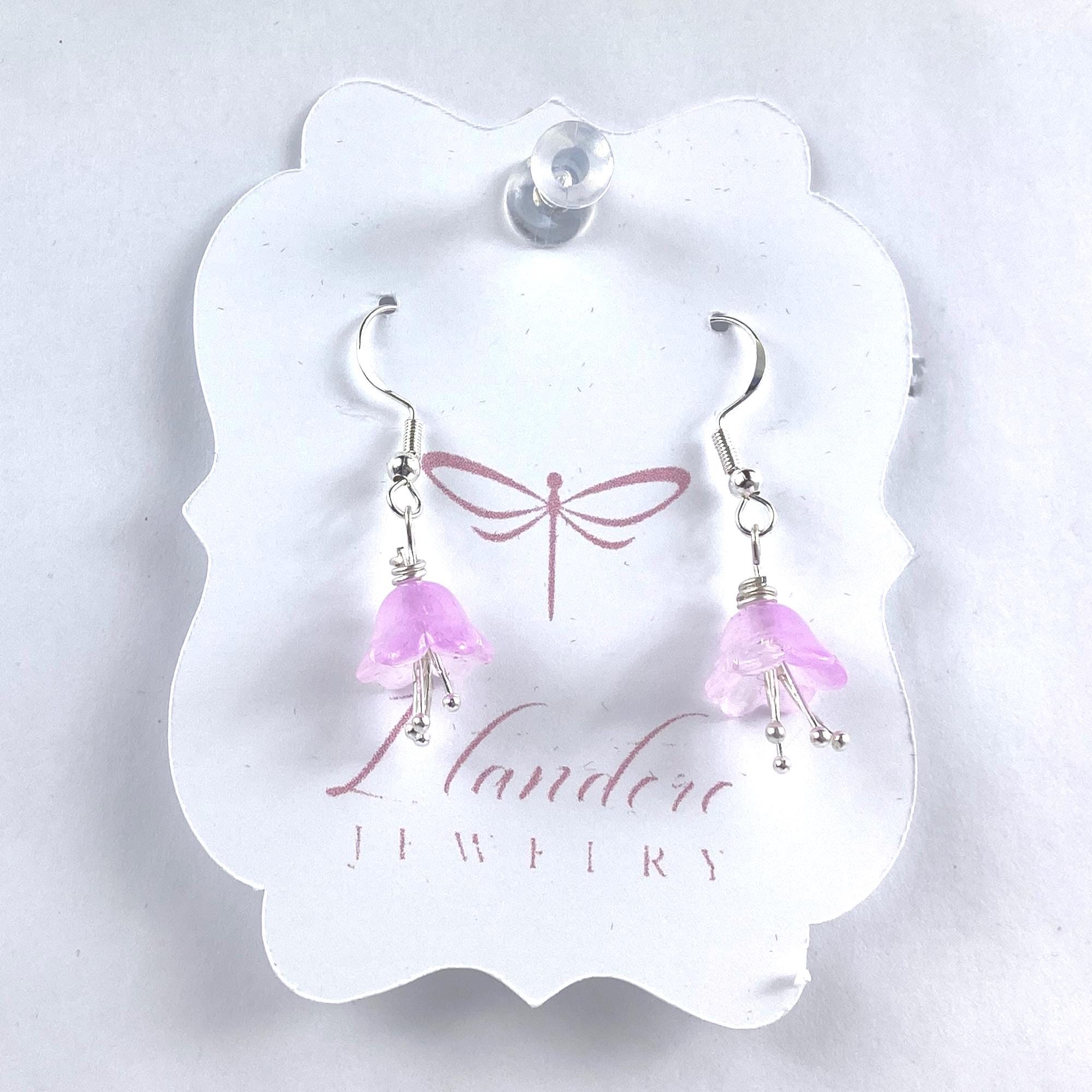Tulip Flower Earrings: Sterling Silver Floral Drops - Llandere Jewelry