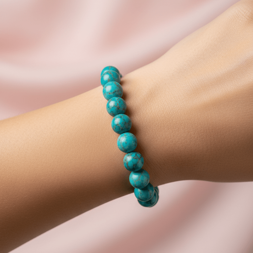 Turquoise Beaded Bracelet: Natural & Dyed - Llandere Jewelry