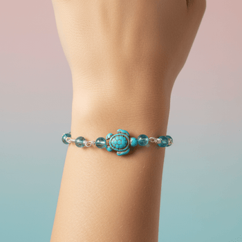Turtle Beaded Bracelet Howlite Turquoise - Llandere Jewelry