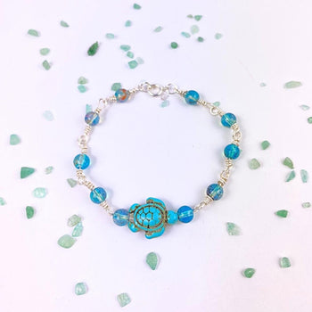 Turtle Beaded Bracelet Howlite Turquoise | Handmade | Llandere Jewelry - Llandere Jewelry